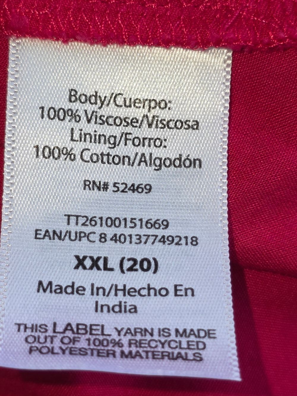 Time and Tru Hot Pink V-Neck Tie Shoulder Mini Dress Casual Cinch Waist XXL 20 - Picture 6 of 6
